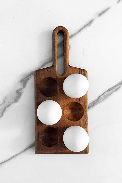 zeyvedesign 6-Piece Egg Cup - 100% Beech Wooden Handle Set