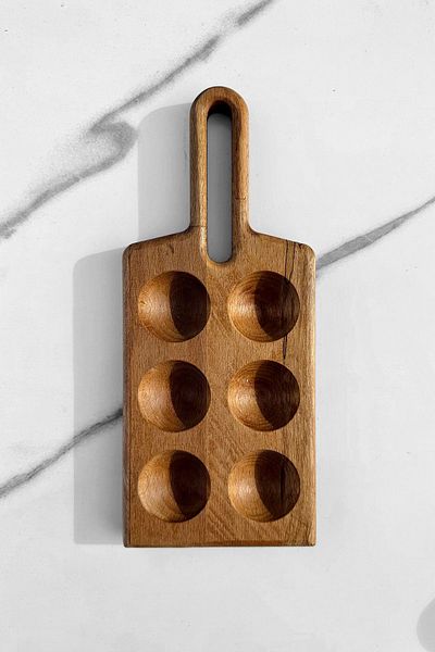 zeyvedesign 6-Piece Egg Cup - 100% Beech Wooden Handle Set