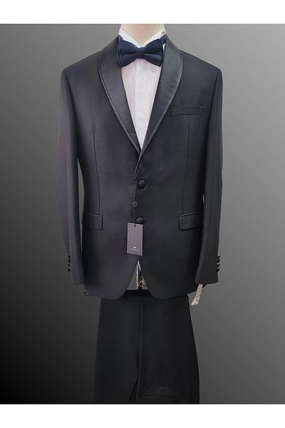 crispino Black Tuxedo Suit - Groom Suit Jacket and Pants