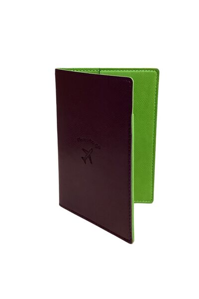 Smyrna Acar Mira Thermo Δερμάτινο Διπλό Χρώμα Θήκη Διαβατηρίου Θήκη Διαβατηρίου Ταξιδιωτικό Πορτοφόλι Μωβ-πράσινο