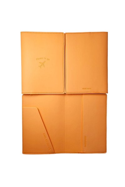 Smyrna Acar Mira Thermo Leather Passport Case Passport Holder Travel Wallet Light Orange