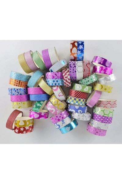ÇİLEKHOMEAVM 5 Colorful Patterned Glitter Tapes