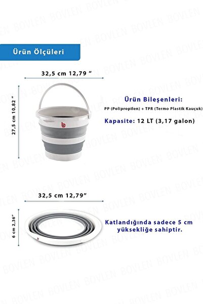 Herza House Pratik Katlanabilir Su Kovası 12,8 lt