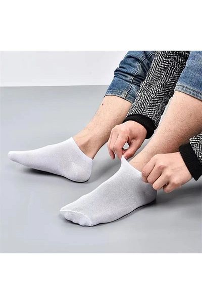 Aze Pack of 5 White Cotton Short Booties Socks