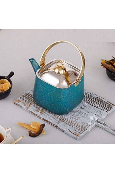 Evren Green Kare Bitki Çayı Demliği 2,25 lt, Çay Bitki Çaydanlığı Büyük Boy 2,25 lt