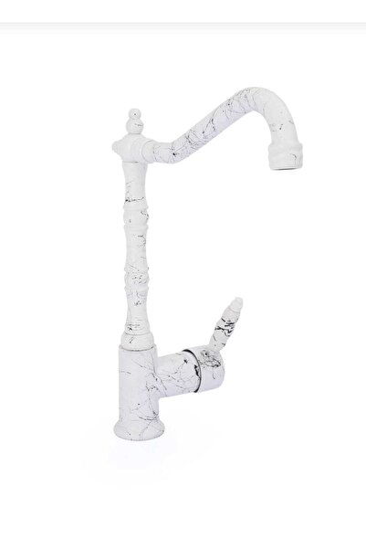 EmirYapıDekarasyon Beyaz Siyah Mermer Desen Rustik Mutfak Evye Bataryası