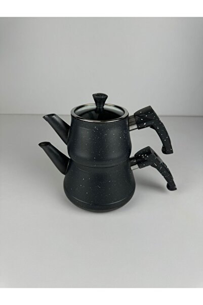 Lavoro GRANİT ÇAYDANLIK MİNİ BOY 3 PARÇA CAM KAPAK BAKALİT KULP ALYANS