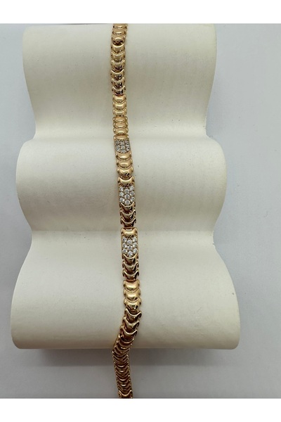 Kadın Zirkon Taşlı Kararmaya Karşı Dayanıklı Vip Seri Rose Gold Ağır Çelik Künye Bileklik
