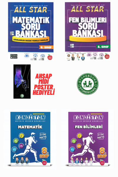 Newton Yayınları 8.Sınıf All Star Matematik ve Fen Bilimleri Soru Bankası +Ko...