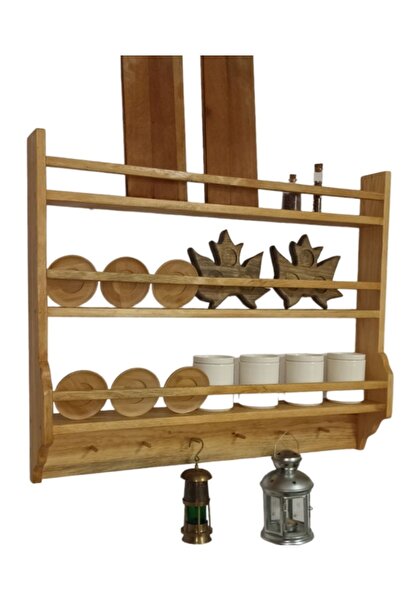 AHSAPİSCİLİK Ahşap Terek Duvar Rafı Kahve Köşesi Xl Boy