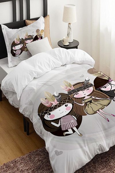 Else Dekor Patterned Single Little Girl Duvet Cover Set - Without Sheets