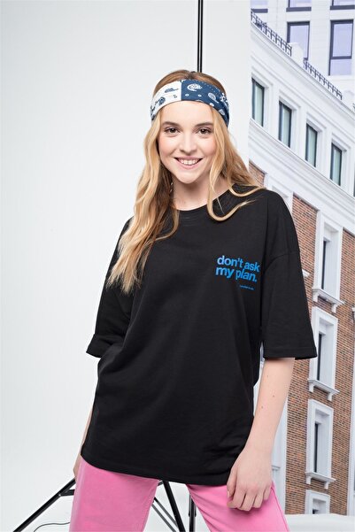 FECCY Tricou oversize pentru femei, negru