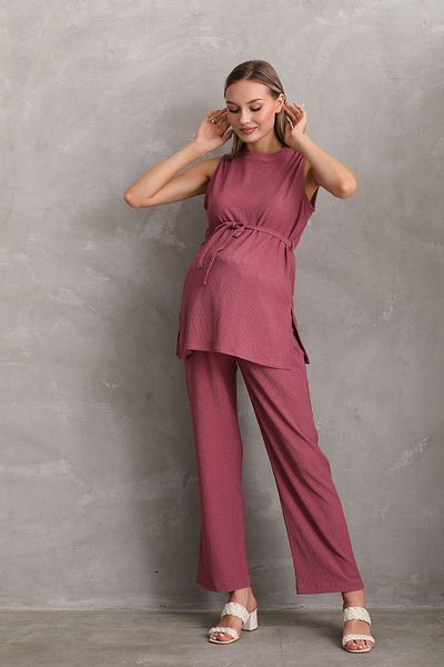 Miss Dünya Lissa Sleeveless Belted Bottom-Top Suit Set for Pregnant and Maternity