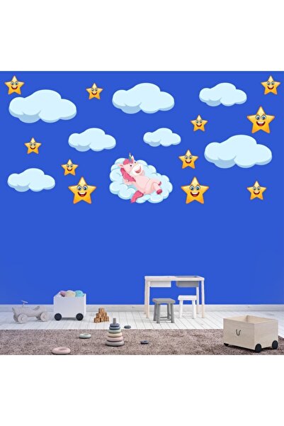 Kt Grup Набір наклейок Unicorn Yıldız Bulut - Настінні наклейки для дитячої к...