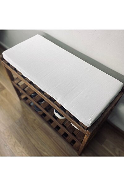 meditroia Masif Ahşap Ceviz 2 Raflı Minderli Ayakkabılık