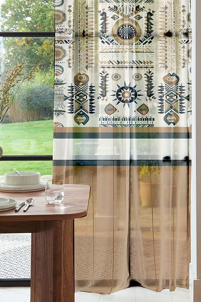 Else Dekor Κουρτίνα από τούλι 140x260cm για σαλόνι και κουζίνα - Μίνιμαλ μοτίβο και εμπριμέ διακοσμητικό
