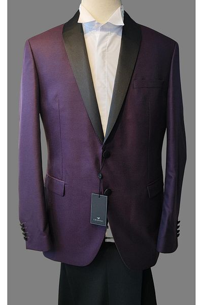 crispino Men's Wedding Suit - Purple Black Transitional Tuxedo Jacket and Pants