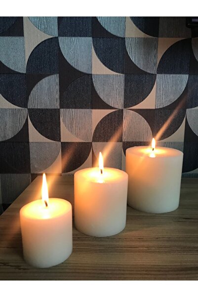 BlueDaisyCandle 3' Lü Silindir Mum ( Çapları 6 Cm ,8 Cm ,10 Cm ) Silindirmum ...