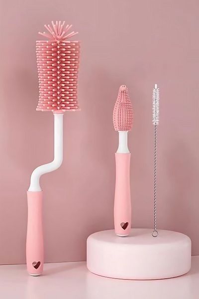 Soillium Silicone Cup and Plate Glass Bottle Cup Washing Brush Set - Multifunctional Dish Cleaning