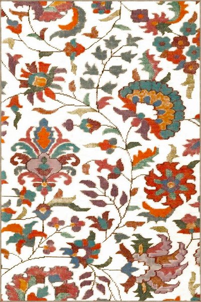 Rugs Modern Halı Floral Botanical Patterned Woven Base Carpet and Washable Ca...