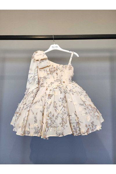 SCSTİL One-Shoulder Nude Floral Print End-Dimensional Dress