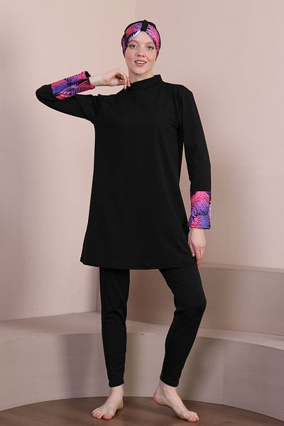 Fitsauna Fit Sauna Fan Hawaiian Pattern Long Sleeve Hijab Swimsuit