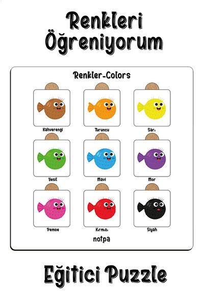 kutuTR Notpa Kids Educational Color Puzzle - White Background
