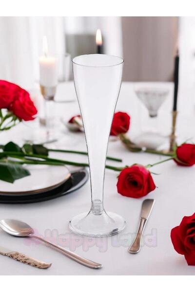 Happyland 6'lı Şeffaf Plastik Şarap Bardağı Şeffaf Kadeh Kullan At Plastik Şa...