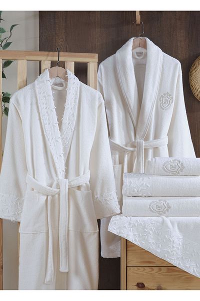 Dantela Nora 6-piece Embroidered Cotton Bathrobe Set