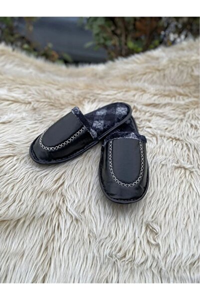 BERCHILL Ανδρικές μαύρες δερμάτινες παντόφλες μαλακής σόλας