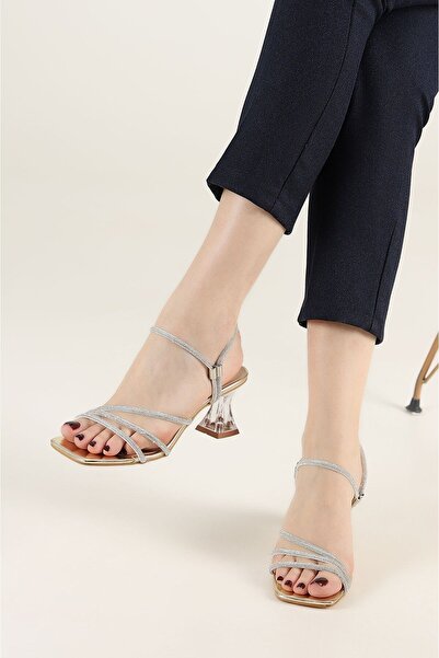 DİGGO حذاء سهرة نسائي بكعب شفاف مزين بأحجار كريمية