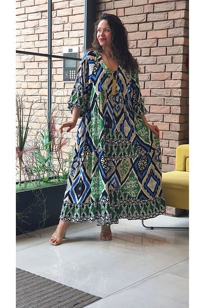 Park Moda TRENDBYSENA AN10647 - PATTERNED LONG SLEEVE DRESS
