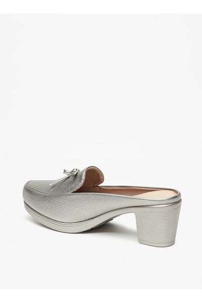 Flora Bella by Shoexpress Bow Accent Slip-On Mules with Block Heels