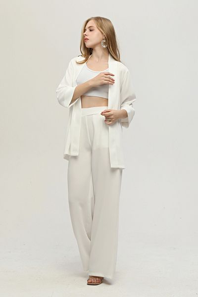 Feminist Kimono Trousers Double Crepe Set Ecru0106314