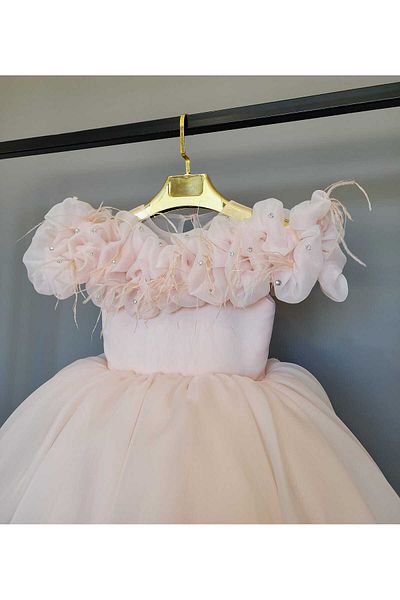 SCSTİL Powder Organza Long Dress - Ruffle Detail
