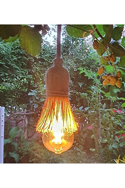 ETAB Hasır Jüt Halat Sarkıt Ipli Tekli Avize Kablo Duy Sarkıt (AMPUL DAHİL)