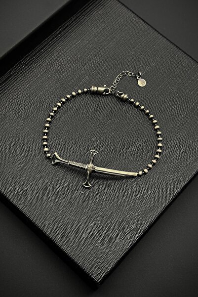 FRNCH 925 Ayar Gümüş Kılıç Figürlü Gümüş Renk Erkek Bileklik FRJ12212-3212-A