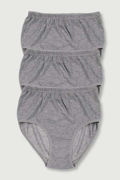 Tutku Women's Gray 3 Pack Ribana Bato Panties ELF568T0922CCM3