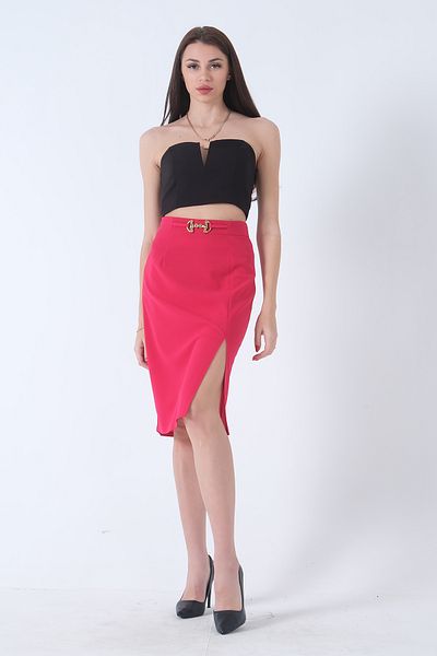 Feminist Side Slit Pencil Skirt Fuchsia0101060