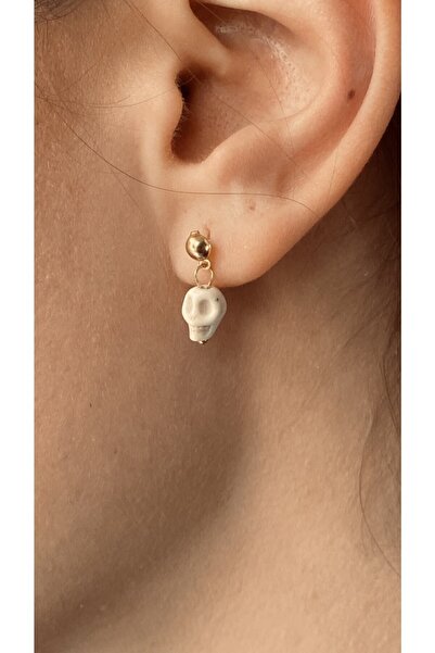 Porsuk Alternatif أقراط جمجمة سيراميك مصنوعة يدويًا