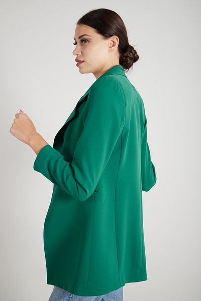 Feminist Leopard Lining Detailed Crepe Blazer Jacket Emerald0105120