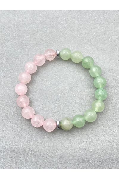 Dejavu TR A++ Natural Stone Bracelet with Pink Kwartz and Aventurine Stone