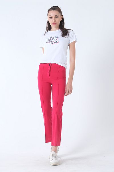Feminist High Waist Grass Stitched Trousers Fuchsia0102070
