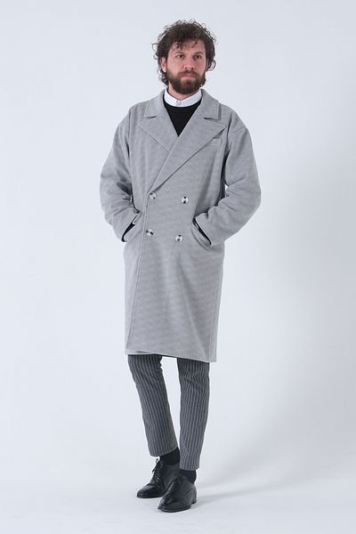Feminist Oversize Men's Collar Stamp Coat Smoked01015002