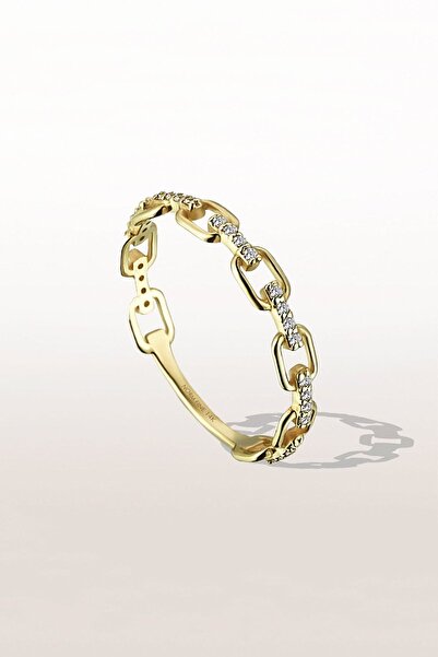 Sahira Jewelry Halkalı Zirkon Taşlı 14 K Altın Kaplama Kadın Yüzük