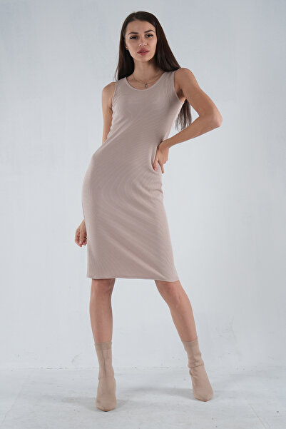 Feminist Knitted Sleeveless Knitwear Dress Stone0104029