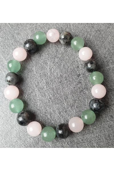 Dejavu TR Pink Quartz, Aventurine and Larvite Natural Stone Bracelet