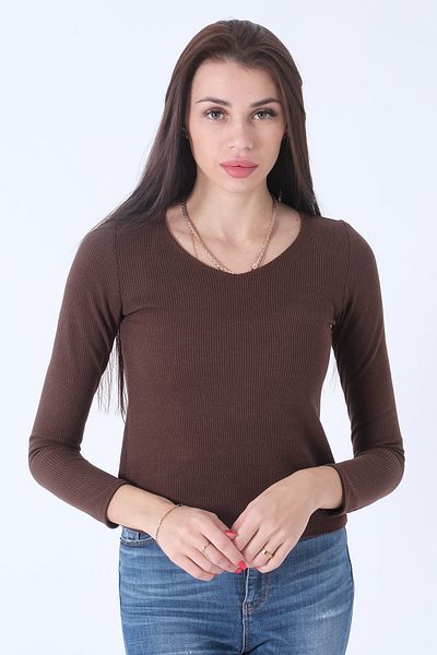 Feminist Knitted V-Neck Sweater Brown0103012