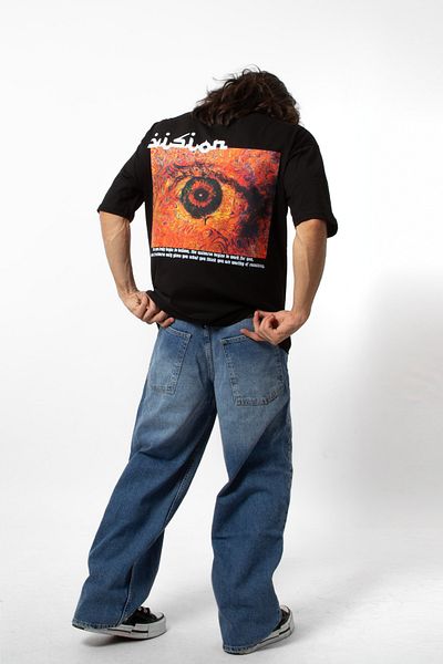 Sekizbiraltı Vision Printed Oversize 24/1 Premium Μαύρο Tshirt