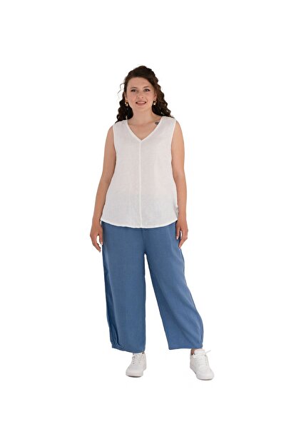 Ezgi Otantik Λινό Αμάνικο Μπλουζάκι